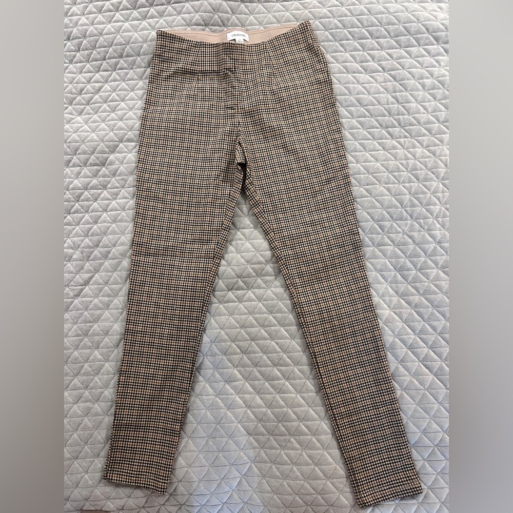 Calvin Klein Plaid Pull on Pants Size 2 Stretch Plaid Elastic Band Waist